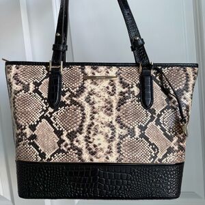Brahmin Medium Asher Tote Multi Dunbar Black Beige Snake Melbourne Leather